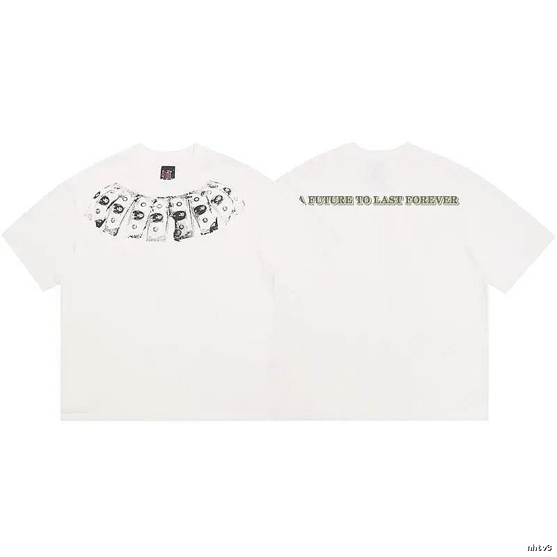 SAINT Dollar Bill Print Street Style White T-Shirt