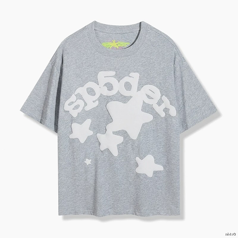 Sp5der Gray T-shirt with Star Print