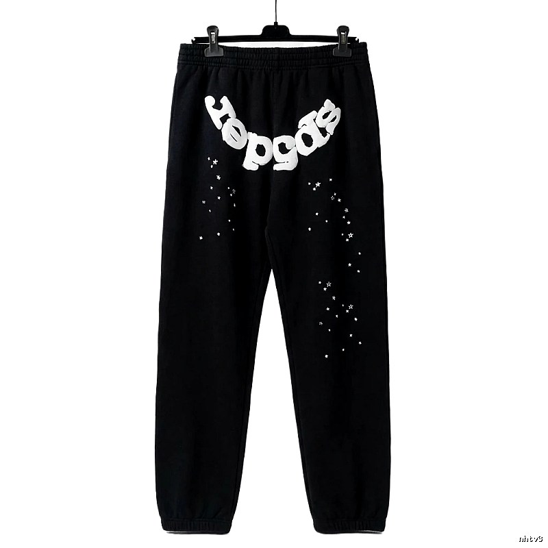 Sp5der Star Print Trendy and Cool Black Pants
