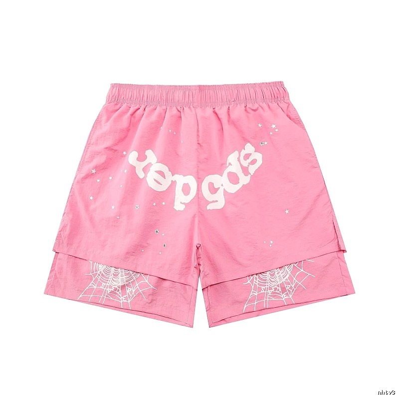 Sp5der star - printed pink shorts