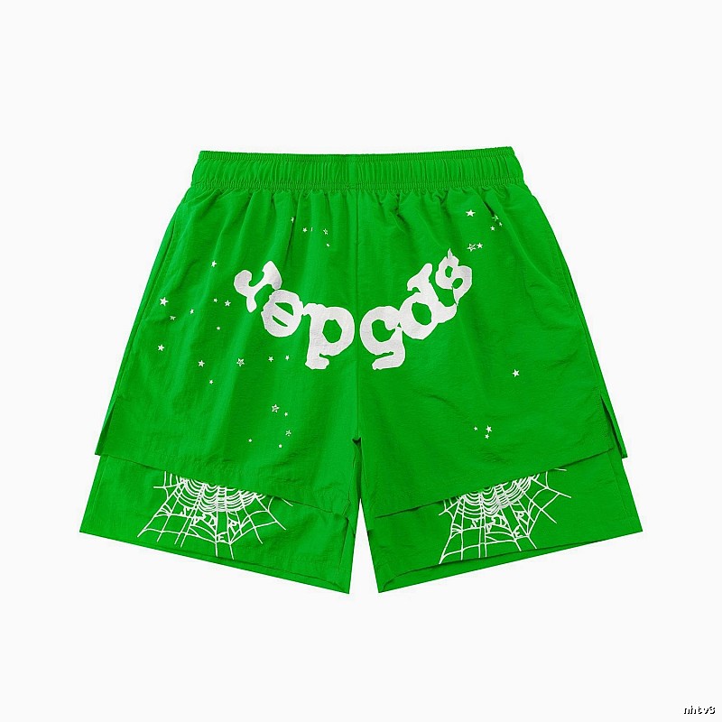 Sp5der Starburst Trendy Cool Green Shorts