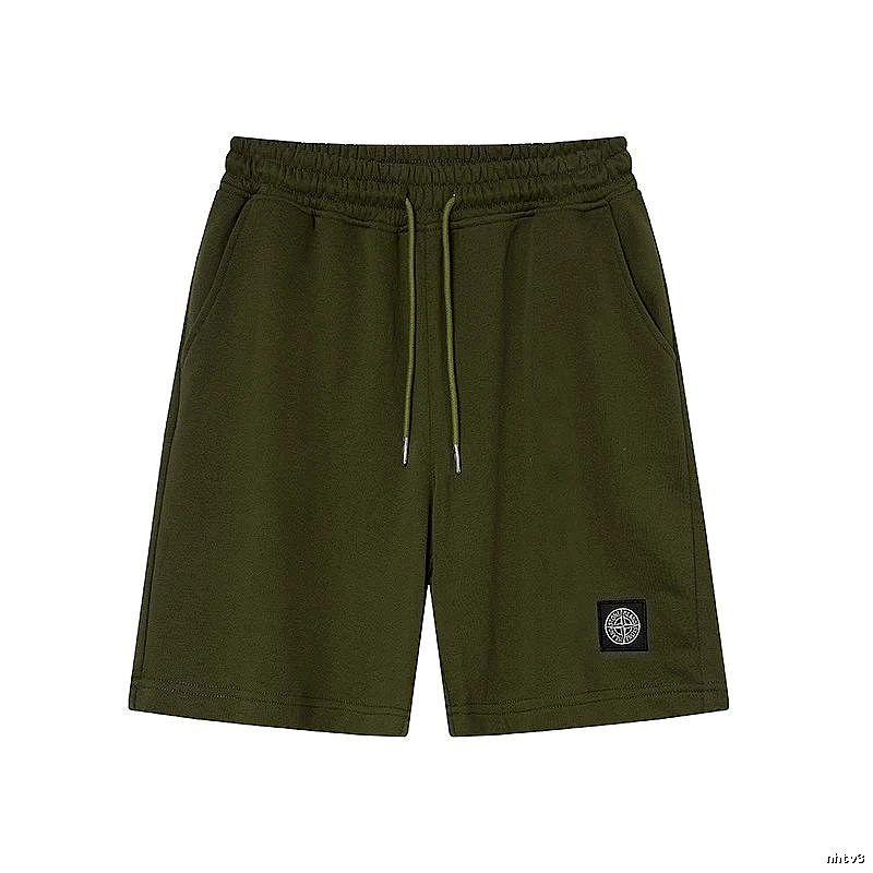 Stone Island Badge Casual Style Army Green Shorts
