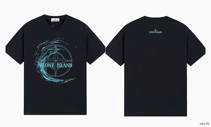 Stone Island Compass Print Street Style Black T-Shirt
