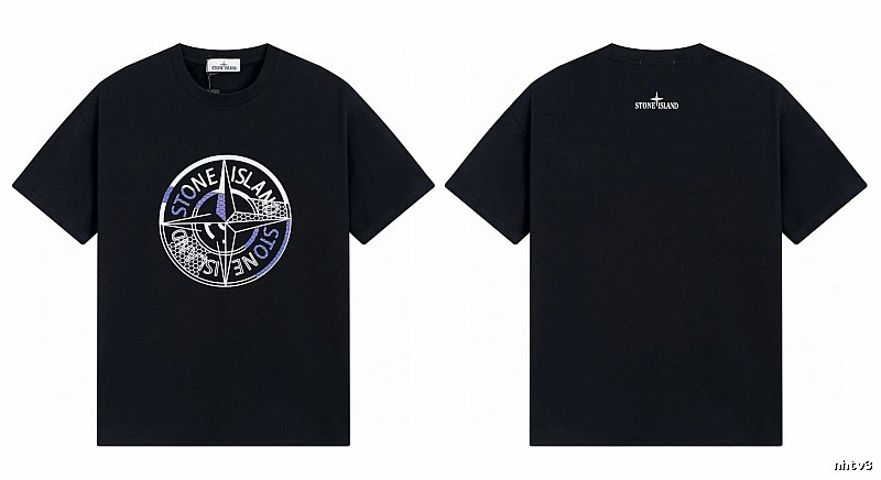 Stone Island Compass Print Street Style Black T-Shirt