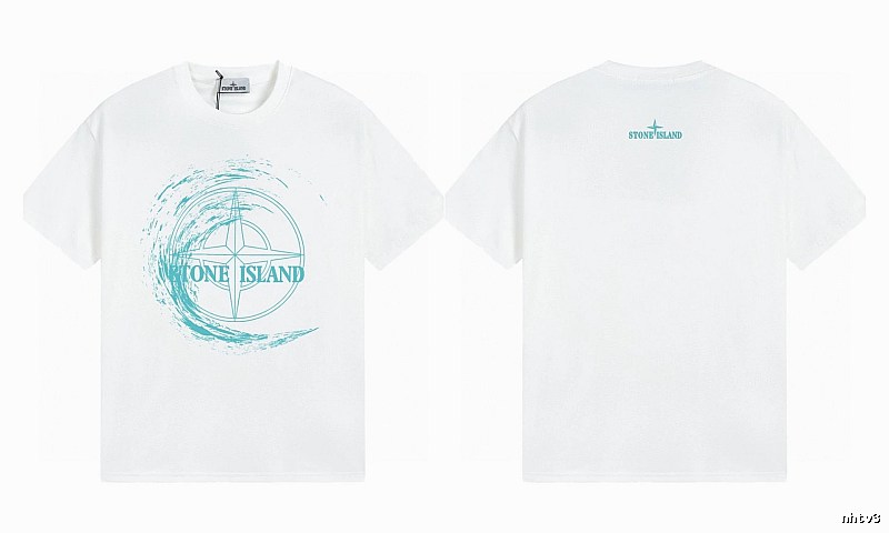 Stone Island Compass Print Street Style White T-Shirt