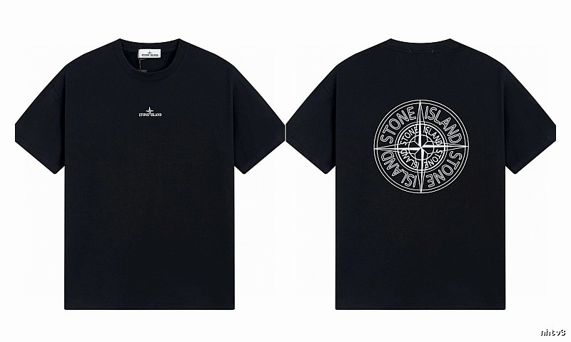 Stone Island Compass Print Trendy Cool Black T-Shirt