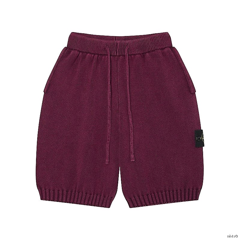 Stone Island Knit Casual Style Burgundy Shorts