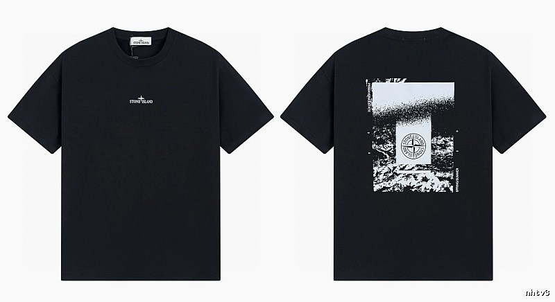 Stone Island Printed Functional Style Black Short Sleeve T-Shirt