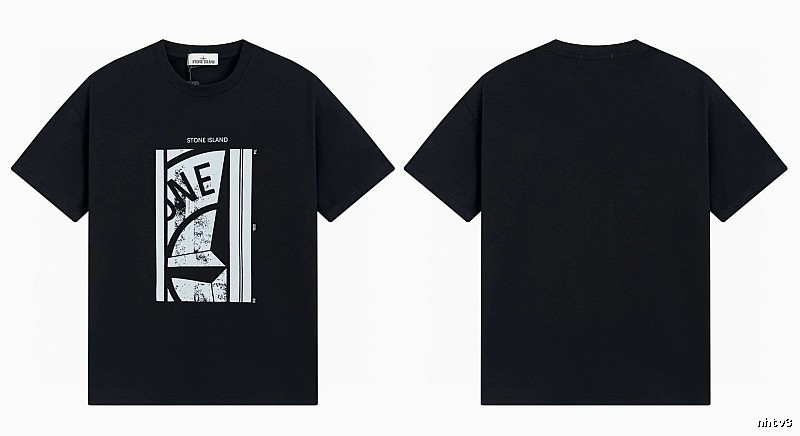 Stone Island Printed Street Style Black T-shirt