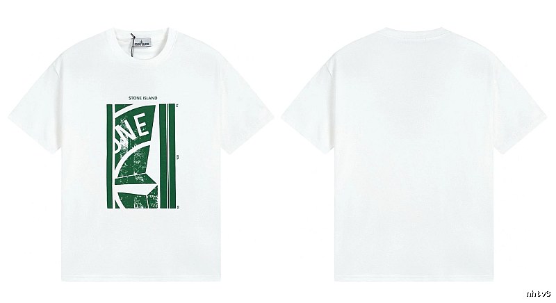 Stone Island Printed Street Style White Short Sleeve T-Shirt