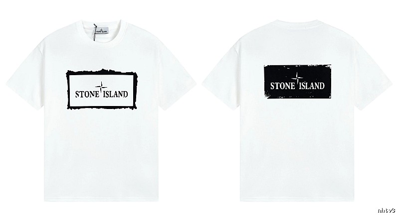 Stone Island Printed Street Style White Short Sleeve T-Shirt