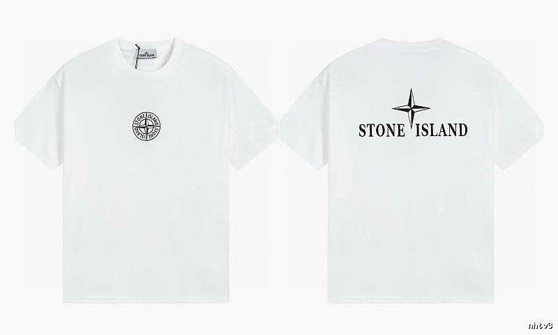 Stone Island Printed Street Style White Short Sleeve T-shirt