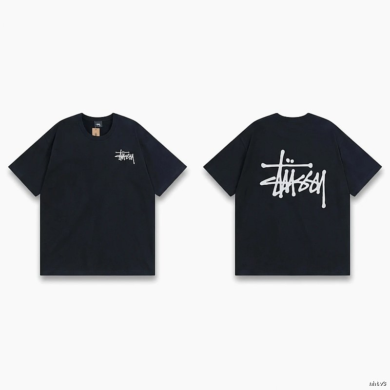 Stussy basic style simple black T-shirt