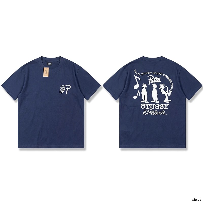 Stussy Co-branded Hip-hop Style Navy Blue T-shirt