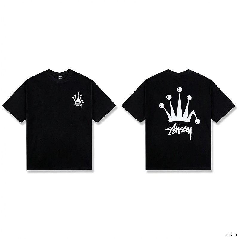 Stussy Crown Trendy and Cool Style Black T-shirt