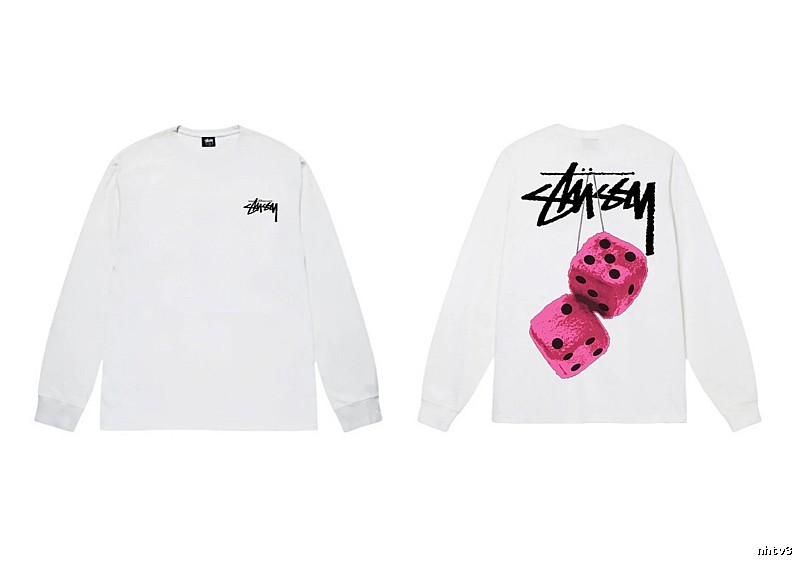 Stussy Dice Pattern White Long-sleeve Shirt