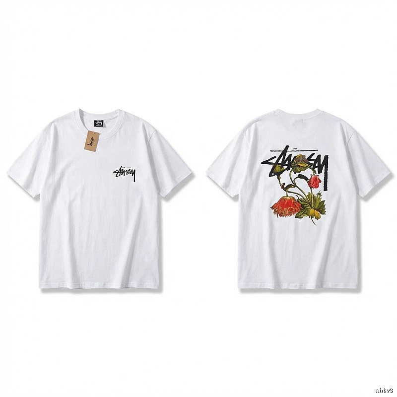 Stussy Floral Print White T-Shirt