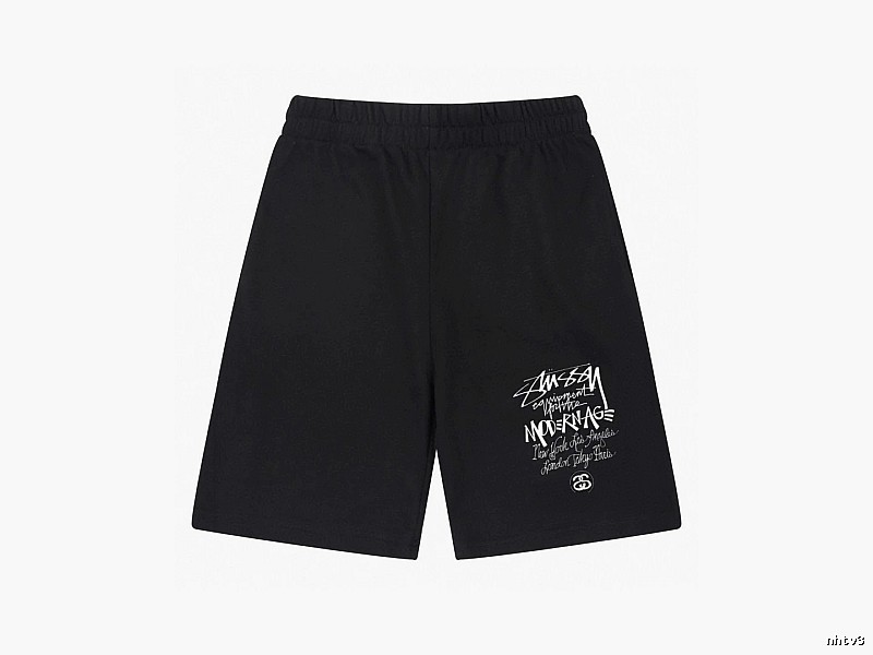 Stussy graffiti-style black shorts
