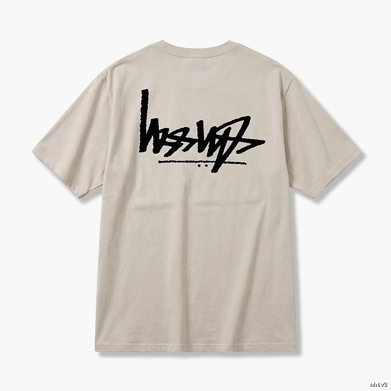 Stussy graffiti-style light gray T-shirt