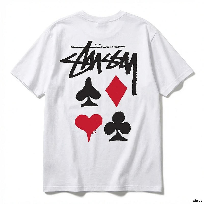 Stussy Poker Print Simple White T-shirt