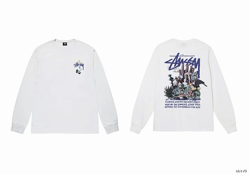 Stussy printed trendy white long-sleeve