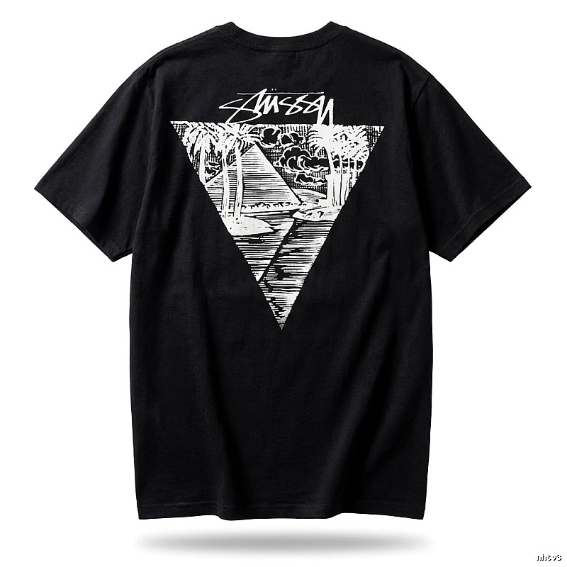 Stussy triangle print style black T-shirt