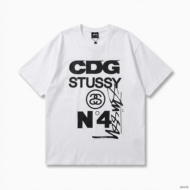 Stussy x CDG collaboration white T-shirt