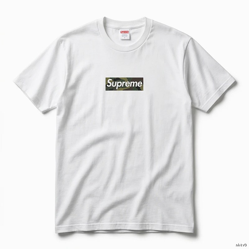 Supreme camouflage-style white T-shirt