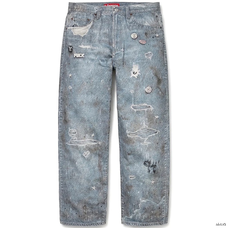 Supreme distressed light blue jeans