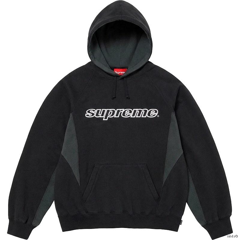 Supreme patchwork-style black hoodie