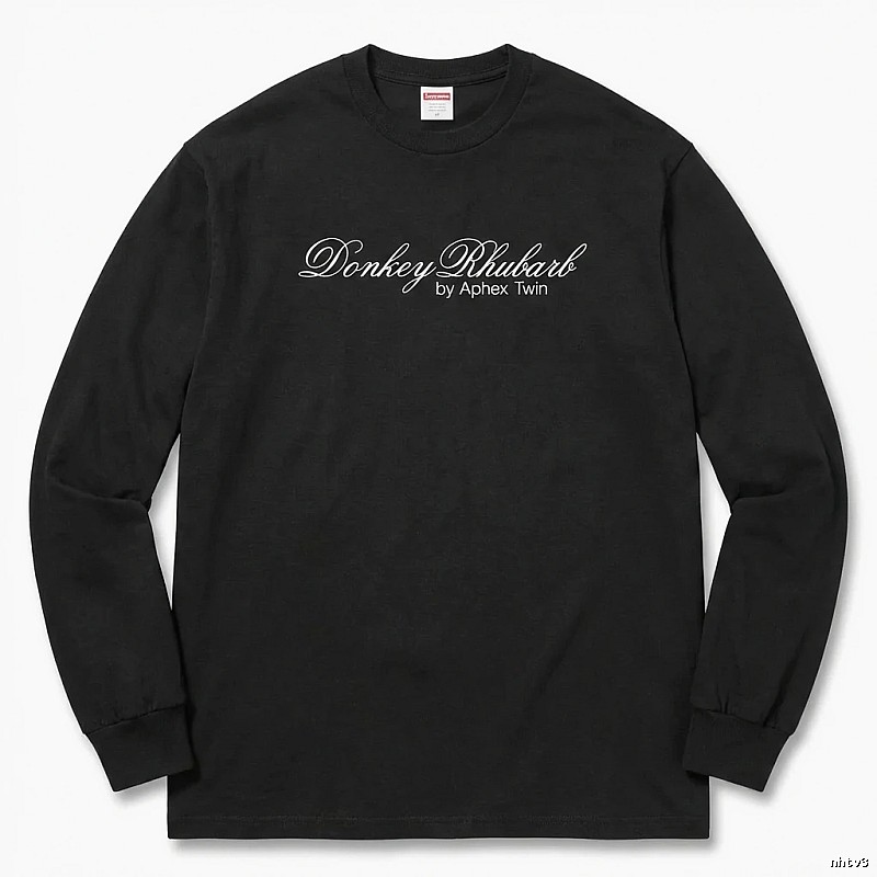 Supreme Print Retro Style Black Long-sleeve Shirt