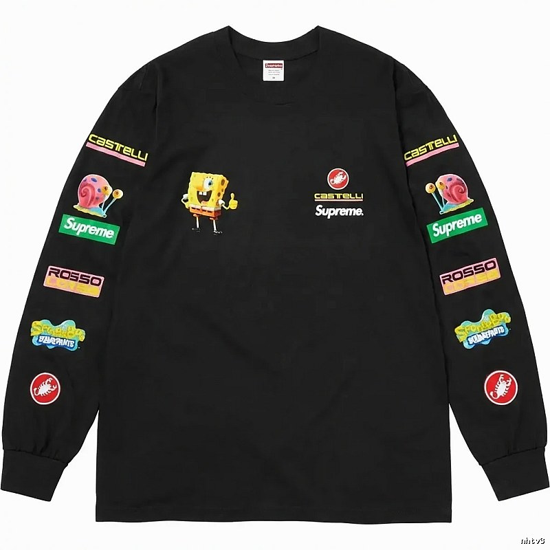 Supreme SpongeBob SquarePants Co-branded Black Long-sleeve Shirt
