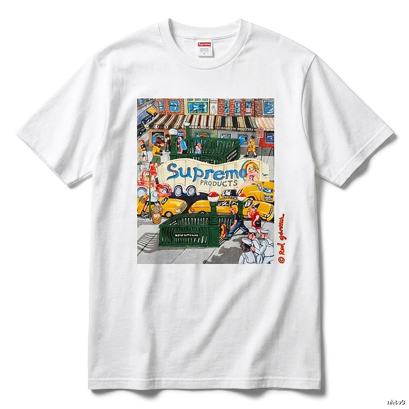 Supreme street style white T-shirt