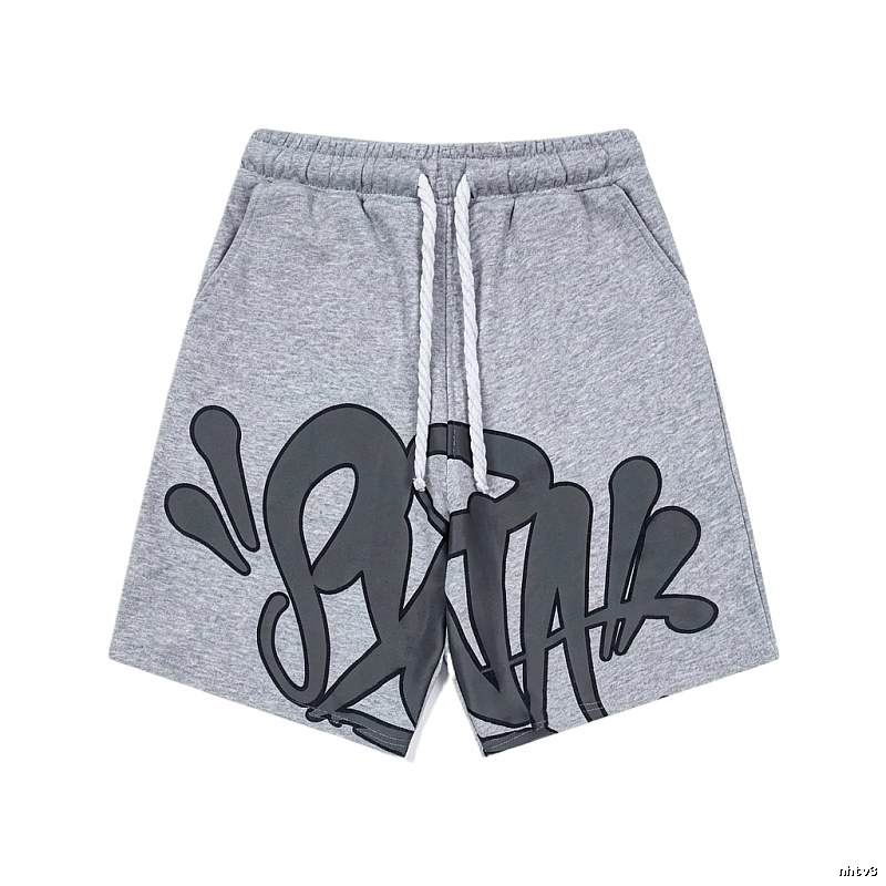 SynaWorld graffiti-style gray shorts