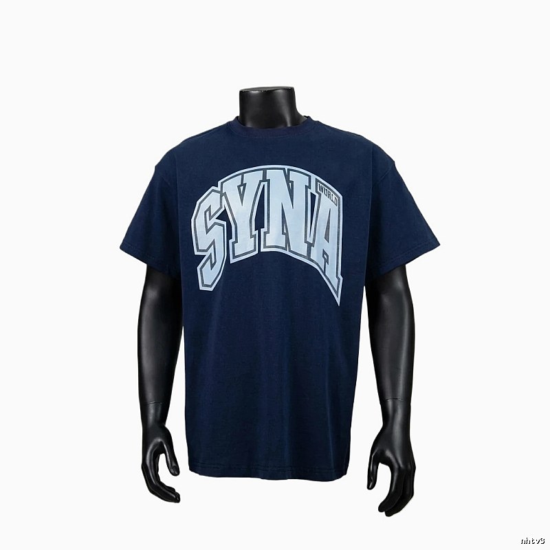 SynaWorld Letter Style Navy Blue T-shirt