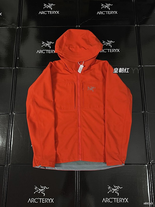 The imperial red of the Arc'teryx Alpha SV jacket