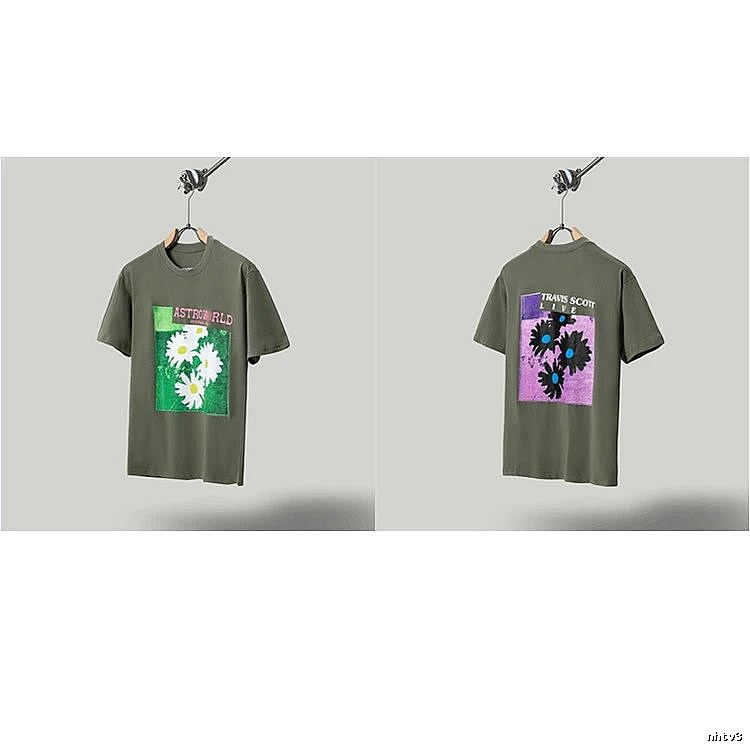 Travis Scott AstroWorld Vintage Army Green Short-Sleeve T-Shirt