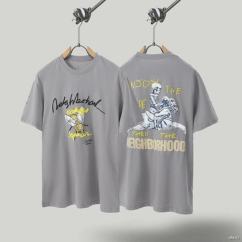 Travis Scott Co-branded Street Style Gray Short-sleeve T-shirt