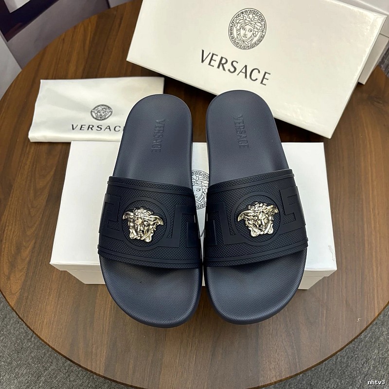 Versace Medusa Luxury Style Black Slide Sandals