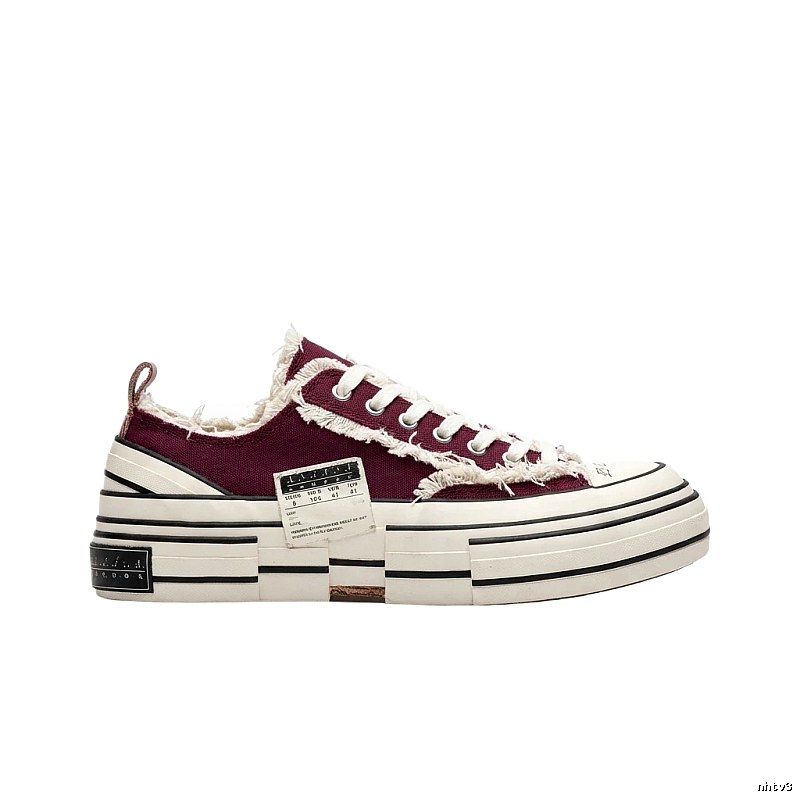 Xvessel Vulcanized Retro Burgundy Shoes