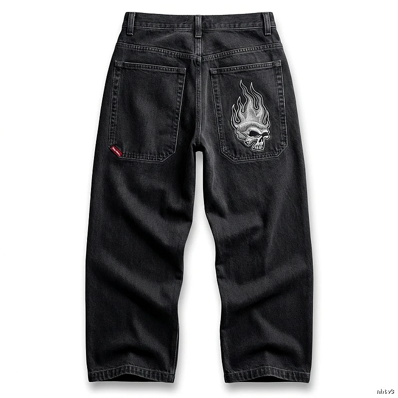 Y2K Fear of God Flame Black Denim Shorts